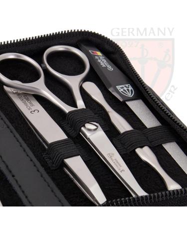 Buy Premium 8-Piece Manicure Set for Men | Three Swords Nail Care Set in Real Leather Case - Includes Beard Scissors Nail Clippers Tweezers & More - Black - Buy Online on GoSupps.com