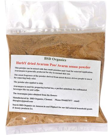 BSD Organics Herby Powder of Avarampoo/Avarm Senna/Senna Auriculata/Tanner's Cassia/Tamgedu for Tea  Skin Care and More - 100 g / 3.5 ounce