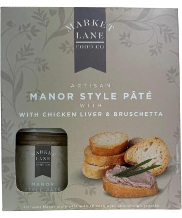 Artisan Manor Style P t With Chicken Liver and Bruschetta by Market Lane Food Company - 130g Pate and 70g Toasted Bruschetta - Gift set - Ideal Christmas or Birthday present - Buy Online on GoSupps.com