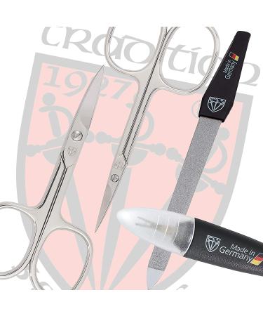 3 Swords Germany 10 Piece Manicure Pedicure Grooming Kit Set in Black Leather Case - Professional Nail Care Scissors & Clippers - Premium Quality Gift Box - Buy Online on GoSupps.com