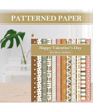 Whaline 24 Pack Boho Pattern Scrapbook Paper - Double-Sided 30x30cm Decorative Craft Paper for DIY Card Making and Scrapbooking - Valentine's Day Collection - Buy Online on GoSupps.com
