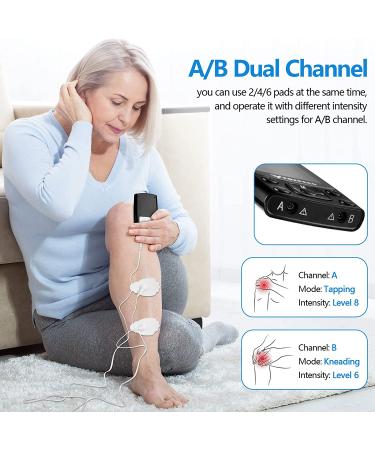 FOXPEED Dual Channel TENS Unit Muscle Stimulator - 24 Modes, Pain Relief Therapy, Rechargeable, Muscle Relaxer with 10 Pads & Storage Bag - Buy Online on GoSupps.com