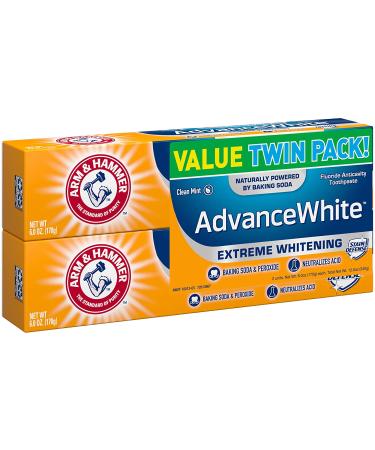 Arm & Hammer Advance White Extreme Whitening Twin Pack, Fresh Mint 6 oz - Stain Defense, Packaging May Vary - Buy Online on GoSupps.com