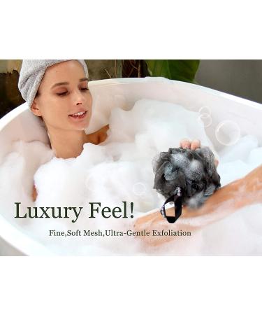 Large 70g Loofah Body Scrubber 3 Pack for Women & Men | Exfoliating Shower Sponge Pouf with Activated Charcoal - Buy Online on GoSupps.com