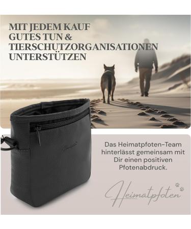 Heimatpfoten Imitation Leather Dog Food Bag - One-Handed Magnetic Closure Treat Bag - Stylish & Functional for Walks - Black - Buy Online on GoSupps.com
