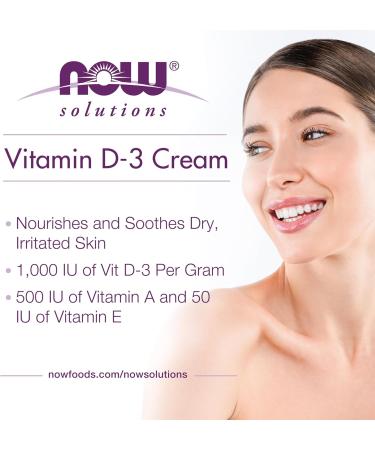 NOW Solutions Vitamin D-3 Cream 1 000 IU Per Gram High-Potency Intense Moisture 4-Ounce - Buy Online on GoSupps.com