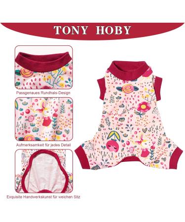 Tony Hoby Dog Suit - Adorable 4-Leg Hedge Suit for Small to Medium Dogs | Light Cotton Floral & Rabbit Design (Pink) - Buy Online on GoSupps.com
