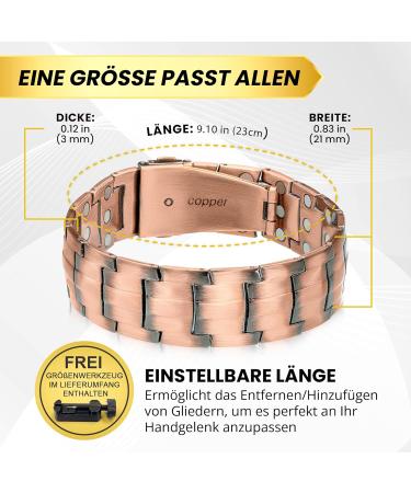 Magnetrx 3x Strength Copper Bracelet for Men | 99.9% Pure Copper with Magnets | Adjustable Length & Premium Clasp | SIZing Tool Included - Buy Online on GoSupps.com