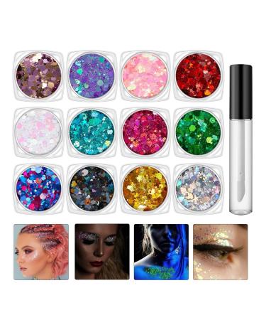 Face & Body Glitter Face Glitter Makeup - 12 Colors Face Glitter | 10ml Festive Makeup with Quick Dry Glue for Women Pub Concerts