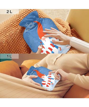Christmas Hot Water Bottle with Soft Fleece Cover - 2 Litre Comfort for Hot & Cold Therapy - Buy Online on GoSupps.com