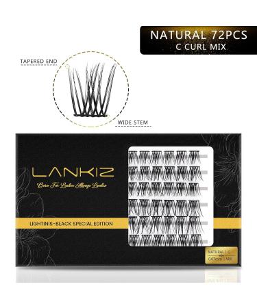 Lankiz 72 PCs Single Eyelashes 0.07 C Curl | DIY Cluster Lashes for Natural Look | Premium Eyelash Extensions 10-16mm - Buy Online on GoSupps.com