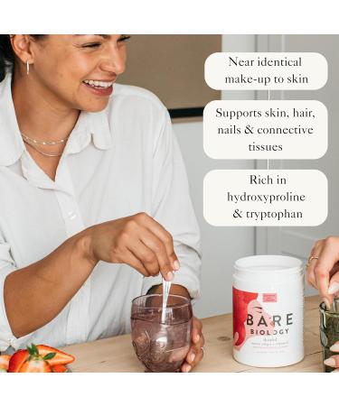 Bare Biology Skinful Marine Collagen Powder 300g - Strawberry Flavour with Vitamin C | Pure Sustainable Peptides for Skin, Hair, Bones & Joints - Buy Online on GoSupps.com