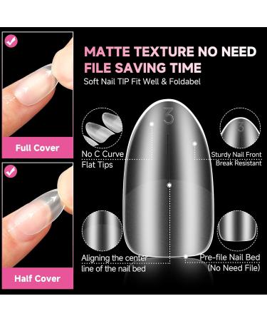 UNA GELLA Short Oval Round Nail Tips | 312 Pcs Full Matte Clear Gel X Nail Tips - 15 Sizes for DIY Nail Extensions - Buy Online on GoSupps.com