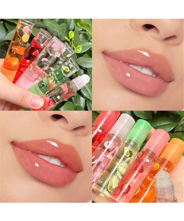 Portable Rollerball Lip Oil Clear Gloss For Hydrated Lips Moisturizing Lips Care For Women Girls Fruit Lip Oil - Buy Online on GoSupps.com