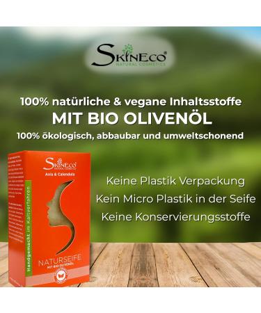 Skineco Natural Soap | Sustainable Shower Soap with Anise Calendula & Organic Olive Oil | Body Soap | Handmade Natural Cosmetics | Soap for Face & Skin | Gentle Cleansing | Mild Shower Gel | Vegan - Buy Online on GoSupps.com