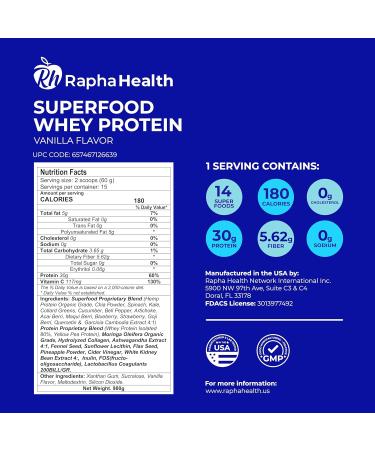 Superfood Whey Protein Vanilla | Organic High-Protein Blend with Superfoods & Probiotics | Immune & Muscle Support | Gluten & GMO Free | 15 Servings - Buy Online on GoSupps.com