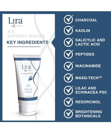 Lira Clinical Ice Refining Masque - Acne & Oil Control Kaolin Clay Mask with Niacinamide Salicylic Acid & Collagen - Calm Skin & Refine Pores - 2 fl oz - International Shipping Available - Buy Online on GoSupps.com
