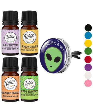 Wild Essentials I Believe In You Car Vent Essential Oil Diffuser Kit With Lavender Lemongrass Peppermint Orange Oils 8 Refill Pads Calming Aromatherapy Gift Set Customizable Perfume