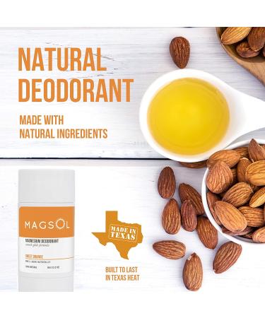 Magsol Magnesium Deodorant - Sweet Orange Scent | 2.8 oz (80 g) - Natural & Long-lasting - Buy Online on GoSupps.com