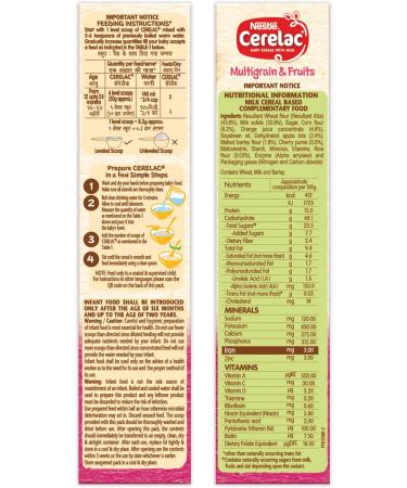 Nestle CERELAC Multigrain & Fruits Baby Cereal 300g BIB Pack - 12 Months - Buy Online on GoSupps.com