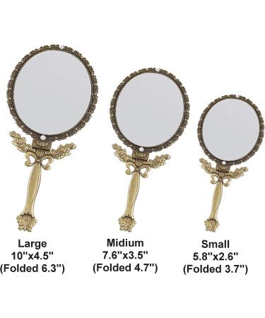 Double Sided Butterfly Design Makeup Mirror with Folding Handle - Medium Brass - Buy Online on GoSupps.com