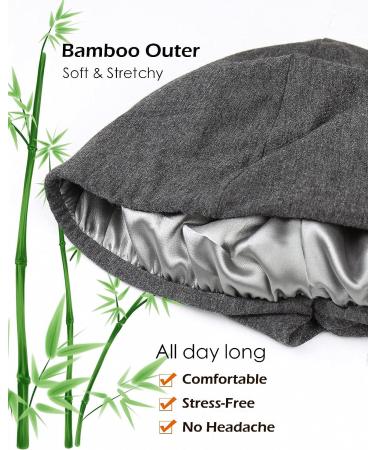 Satin Lined Halo Turban Set for Men - X-Large Black & Dark Heather Grey - Buy Online on GoSupps.com