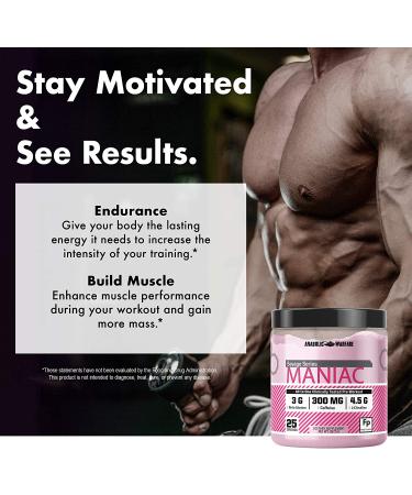 Maniac Pre-workout Powder by Anabolic Warfare â Pre-workout Mix to Boost Focus & Energy with Caffeine  Beta Alanine  Lions Mane Mushroom   L Citrulline Powder and Creatine* (Fruit Punch - 25 Servings) - Buy Online on GoSupps.com