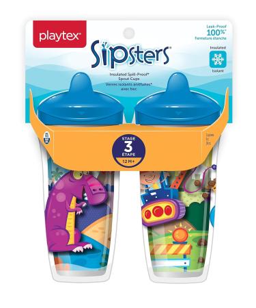 Playtex Sipsters Stage 3 Insulated Spout Sippy Cups for Boys - 9oz (2 Pack) - Buy Online on GoSupps.com