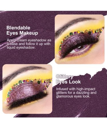 Oulac Liquid Glitter Eyeshadow Highly Pigmented Purple Eyeshadow Liquid Eyeshadow & Liquid Eyeliner | Metallic Deepened Amethyst Blendable Eye Make-up No Creases Vegan 5.4g Vamp It Up(26) - Buy Online on GoSupps.com