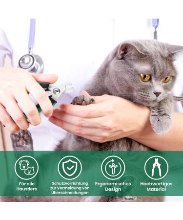 Candure Professional Claw Scissors for Dogs & Cats - High-Quality Stainless Steel Nail Clippers with Safety Protection & Nail Files - Small (S) Green - Buy Online on GoSupps.com