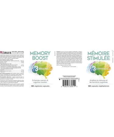 3 Brains Memory Boost 120 vegetarian capsules Enhances Memory & Cognitive Function - Buy Online on GoSupps.com