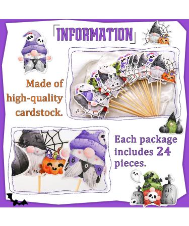 Halloween Gnomes Cupcake Toppers Halloween Birthday Cake Picks Cupcake Decorations for Halloween Baby Shower Halloween Party Decorations supplies 24Pcs - Buy Online on GoSupps.com