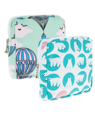 Amaxiu Sanitary Napkin Storage Bags 2pcs Waterproof Travel Menstrual Pad Pouch with Zipper Mini Tampons Holder for Purse Period Nursing Pad Holder for Women Girls 5.1" x 5.1" (Pattern D)