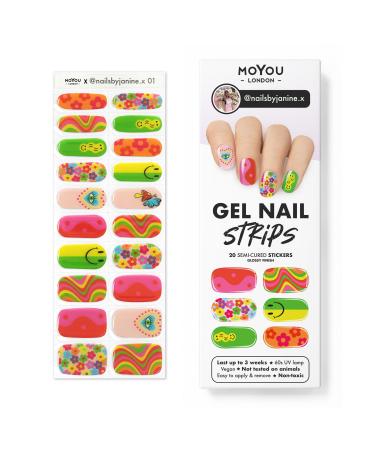 MOYOU LONDON Semi Cured Gel Nail Strips 20 Pc. Gel Wraps for Nails Get 1 Free UV Lamp when you Get 3 or More Easy Apply & Remove for Salon-Quality Manicure -nailsbyjanine.x 01 - Buy Online on GoSupps.com
