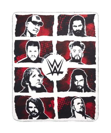 Silver Buffalo Unisex WWE Superstar Grid Ink Fleece Throw Red and Black 50-in. x 60-in. One Size