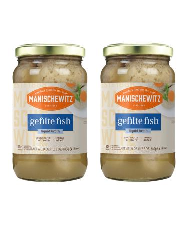 Manischewitz Gefilte Fish in Liquid Broth, Kosher for Passover, 24-ounce (Pack of 2)