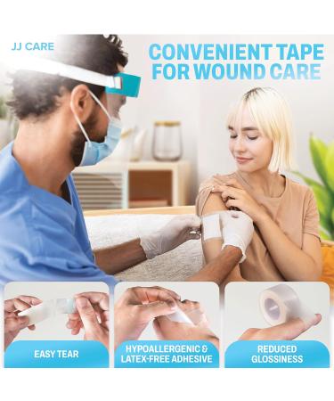 JJ CARE Transparent Medical Tape - 12 Pack 1"x10 Yards No Residue Clear Surgical Tape for Wound Care Easy-Tear First Aid Tape - Buy Online on GoSupps.com