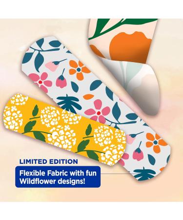 Band-Aid Flexible Fabric Wildflower Bandages First-Aid Wound Care Dressing Healing Injury Adhesive Wound Cover 30 Pack - Buy Online on GoSupps.com