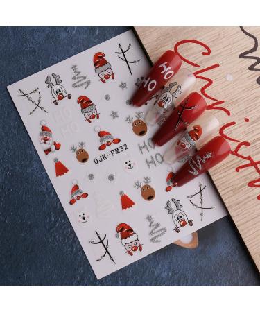 JMEOWIO 10 Sheets Glitter Christmas Nail Art Stickers Decals Self-Adhesive Snowflake Winter Holiday Cute Red Nail Supplies Nail Art Design Decoration Accessories - Buy Online on GoSupps.com