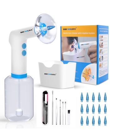 Electric Ear Wax Removal Kit Water Wax Remover Ear Irrigation System Ear Wax Flush Effective Ear Cleaning for Ear Blockage Wax Buildup Safe Ear Wax Removal Tool Ear Pick Ear Curette Kit 15 Ear Tips Silver Kit