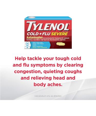 Tylenol Cold + Flu Severe Caplets - 24 ct - Relief from Cold, Flu, Fever, Cough & Congestion - Buy Online on GoSupps.com