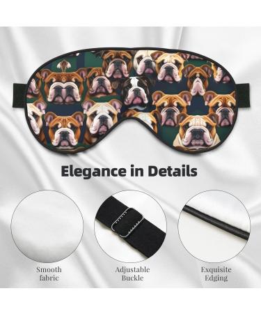 Cute English Bulldog Print Unisex Sleep Mask - Double-Sided Eye Mask for Sound Sleep & Skin Care - International Shipping Available - Buy Online on GoSupps.com