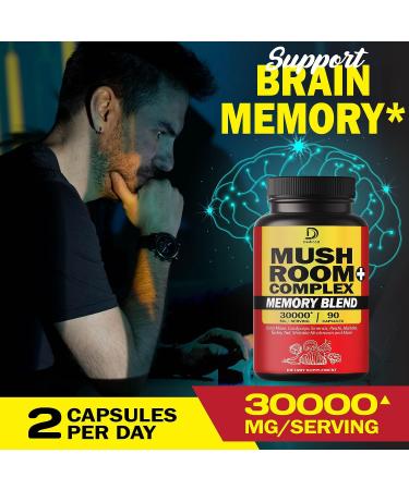 Dedicad 17-in-1 Mushroom Complex Supplement 30000mg - Boost Mood, Memory & Immune System - 90 Capsules - Buy Online on GoSupps.com