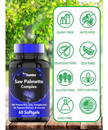 Tnvitamins Saw Palmetto Complex with Pygeum Extract - Prostate Supplement for Men | Supports Hair Growth & Urinary Tract Health - Buy Online on GoSupps.com