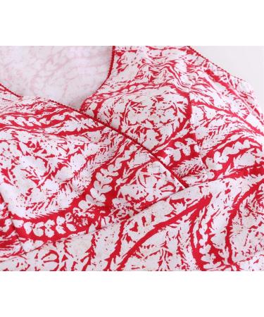 ZUMIY Maternity Nursing Top - Women's Cotton V Neck Ruched Waist Tank - Black+Red Print - 2 Pack - Buy Online on GoSupps.com