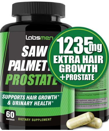 Saw Palmetto Healthy Prostate Supplement for Men 1235mg - Extra Strength Prostate Support w Frequent Urination, DHT Blocker, Hair Regrow, Hair Growth Supplement, Hair Loss Prevention 2 Months Supply