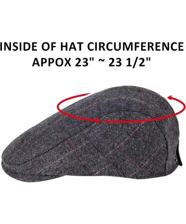 2 Pack Men's Herringbone Tweed Wool Blend Newsboy Hats - Classic Flat Cap Ivy Cabbie Driving Hat (Black/Grey) - Buy Online on GoSupps.com