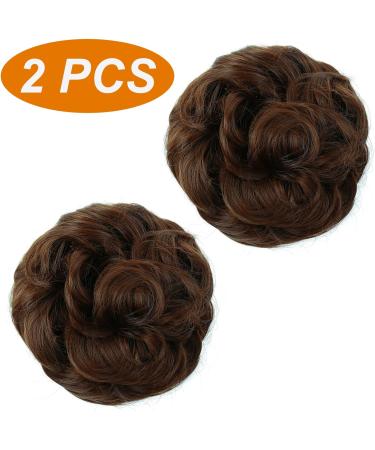 JJstar 2PCS Medium Brown Curly Messy Bun Hair Pieces - High Heat Resistant Synthetic Fiber Scrunchies for Women and Girls - Buy Online on GoSupps.com
