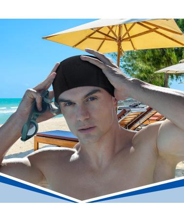 3 Pack Elastic Swimming Caps - Comfortable Non-Slip Unisex Fabric Caps for Women Men & Children - Black - Buy Online on GoSupps.com