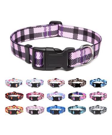 Suredoo dog collar adjustable soft & comfort nylon dog collar for small medium-sized dog puppies (s purple checkered) S (neck circumference 25-40 cm width 1.5 cm) purple checkered - Buy Online on GoSupps.com